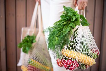 Groceries in netted bags